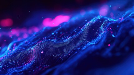 Wall Mural - blurred technology background with neon blue tones and abstract circuits