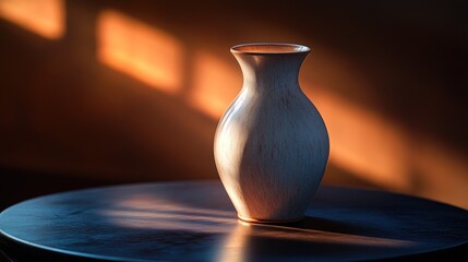 Sticker - Elegant ceramic vase, sunlit table.