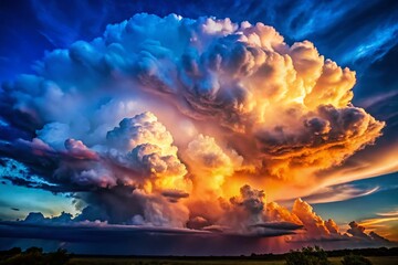 Wall Mural - Dramatic Cumulonimbus Cloud Formation at Dusk - Low Light Sky Photography