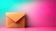 © Larisa AI - An orange envelope placed against a vibrant background creates a striking visual contrast, representing vivid communication and the excitement of receiving a personal note.