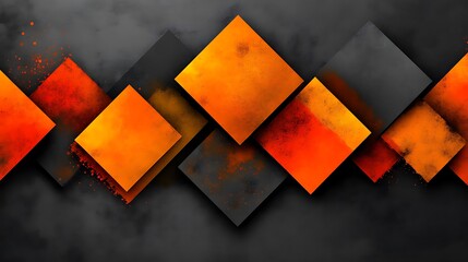 Wall Mural - Abstract Orange and Gray Diamond Pattern Design