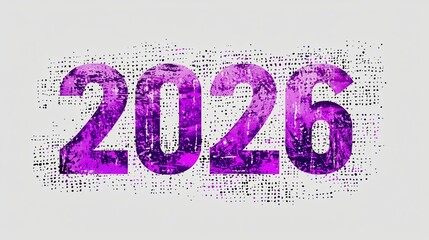 Wall Mural - modern typography design featuring the year 2026 in vibrant purple against a light background