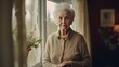 © Canities - Elderly Woman with Silver Hair Contemplative Pose by Window Senior Portrait