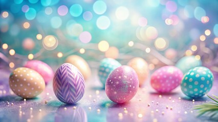 Wall Mural - Elegant Pastel Easter Background with Bokeh and Dotted Lines