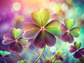 Wall Mural - Elegant Pastel St. Patrick's Day Macro Background with Repeating Clover Design