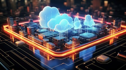 cloud computing transfer big data on internet. futuristic digital technology .generative ai