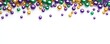 © Kust - Designer frame with beads or garland in purple, green and yellow, traditional colors of Mardi Gras carnival, Decorative glossy realistic elements isolated on white background