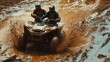 © NEW STUDIO - Two racers riding atv quad bike in muddy terrain