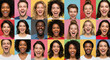 © kokoto - Diverse Group of Happy Smiling People Multiethnic Portraits Collage Background