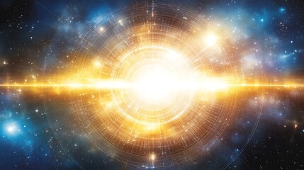 Wall Mural - luminous spherical explosion deep space event celestial phenomenon science universe galaxy cosmology