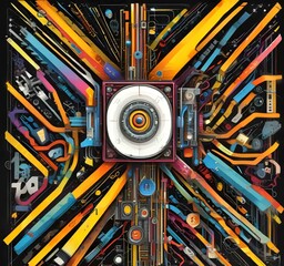 Wall Mural - illustration of abstract technology background.