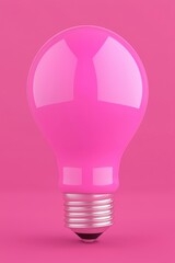 Poster - A vibrant pink light bulb stands out against a soft pink background, adding a pop of color and creativity to any space.