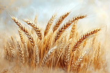 Canvas Print - Golden wheat fields swaying gently under a clear blue sky during the late afternoon sun over a serene rural landscape