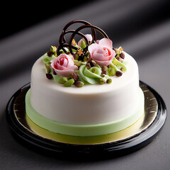 Canvas Print -  pistachio rose cake