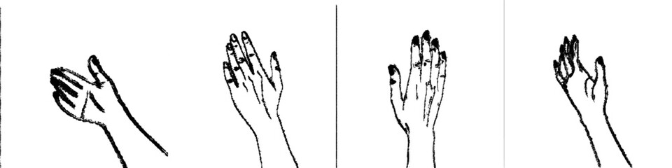 An isolated illustration of a modern woman’s hand outline on white