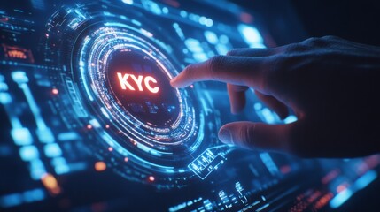 Poster - A hand touching a digital interface displaying 
