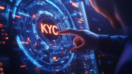 Poster - A hand touching a digital interface displaying 