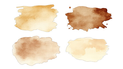 Sticker - set of beige brown painting stain texture watercolor isolated on white background