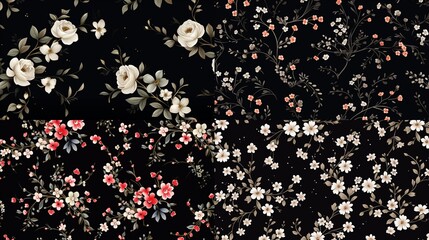 Wall Mural - Black background with small size flower a?