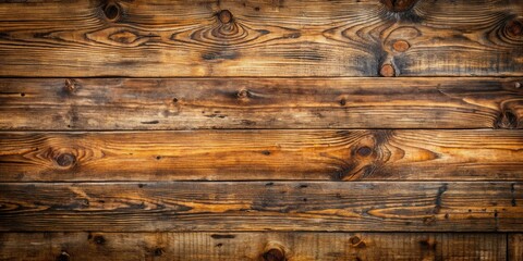 Aufkleber - Rustic Wooden Planks with Natural Grain and Knots, Displaying a Rich Brown and Golden Hue