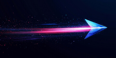 Wall Mural - abstract neo glowing speed lines in the shape of an arrow on a dark background, vector illustration 