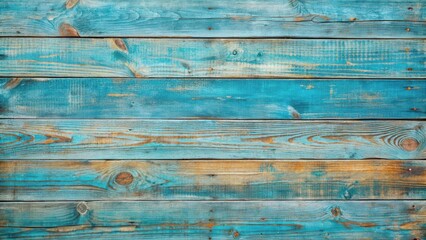 Poster - Rustic Blue and Brown Wooden Planks with Natural Distressed Finish