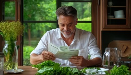 Facing financial stress Visualize 'Worried man reviewing his bills at the kitchen table, anxious about home finances' and explore solutions Feeling overwhelmed by debt and struggling with budgeting