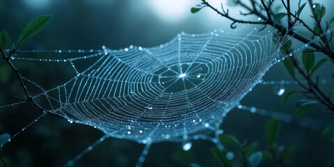 spider web with dew