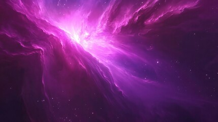 Wall Mural - vibrant pink and purple nebula center surrounded by twinkling stars in captivating galaxy background