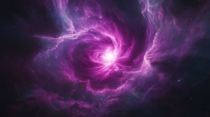 Wall Mural - Captivating Galaxy Background with Vibrant Pink and Purple Nebula Center Surrounded by Twinkling Stars
