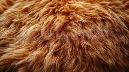 close up view of dense, rugged fur texture, showcasing coarse and fluffy strands in warm, natural co