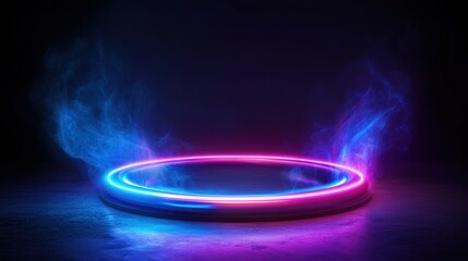 Wall Mural - Futuristic glowing portal with vibrant neon colors