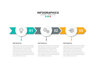 Fototapete - Vector Infographic label design template with icons and 3 options or steps. for your business data. Vector Illustration.