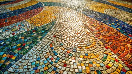Aufkleber - Vibrant Circular Mosaic Tile Pattern in Warm and Cool Tones