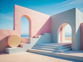 Wall Mural - Minimalist Spring Abstract Shapes Architectural Photography