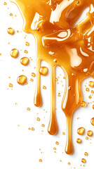 Wall Mural - Melted caramel dripping from top isolated on white background, vector style illustration design