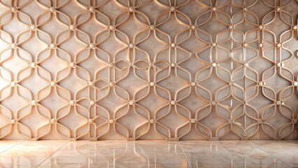 Aufkleber - Elegant Gold and Beige Wall Panel Design with Polished Floor