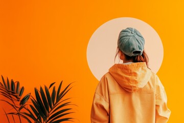 Aufkleber - A flat 2D illustration of a person standing in front of a simple, gradient background