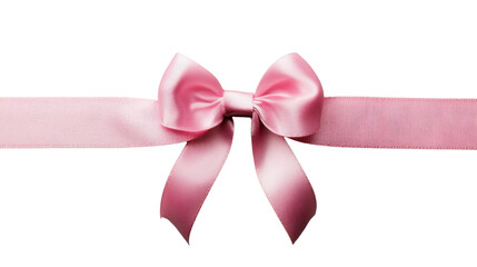 Wall Mural - Pink ribbon with bow isolated on transparent background