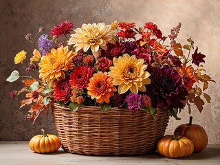 Wall Mural - autumn bouquet in a basket