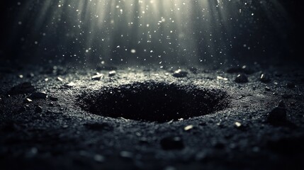 Wall Mural - Dark hole, light beams, cosmic dust, mystery, background, abstract, concept art