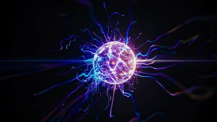 Leinwandbilder - Colorful energy sphere creates vibrant waves in dark background