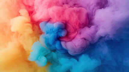 Poster - Colorful Swirling Smoke Clouds in Soft Pastel Shades Background