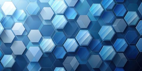 Aufkleber - Abstract Hexagonal Geometric Pattern in Shades of Blue