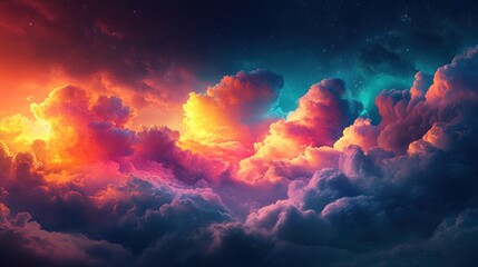 Wall Mural - Vibrant cosmic cloudscape, celestial fantasy, night sky, artwork, digital painting