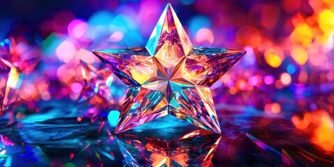 Wall Mural - star is on a table with a blue background