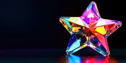 Wall Mural - colorful star is lit up and placed on a dark background