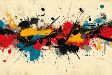 Fototapete - Colorful abstract music art with vibrant paint splashes sparking creativity and rhythm