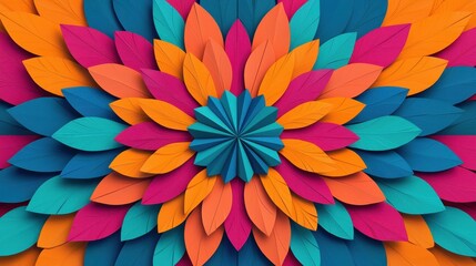 Wall Mural - Colorful Floral Design Made from Paper Leaves and Petals Arrangement