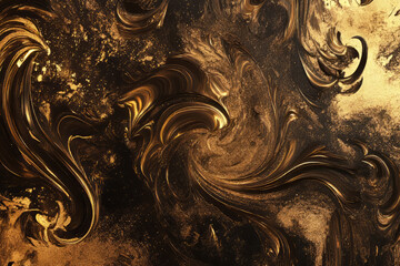 Wall Mural - A luxurious golden abstract background with metallic textures, rich golden gradients, and elegant swirling patterns. A high-end and sophisticated aesthetic, perfect for premium branding.